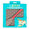 Messy Mutts Silicone Therapeutic Feeding Mat with Silicone Spatula (8 x 8, Warm Grey/Watermelon)