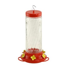 Bird Feeder, Hummingbird, Clear Swirl Glass, 30-oz.