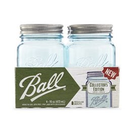 Collector's Edition Mason Jars, Aqua Blue, Regular Mouth 1-Pt., 4-Pk.
