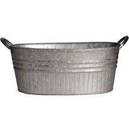 Oval Tub Planter With Handles, Galvanized Metal, 12-In.