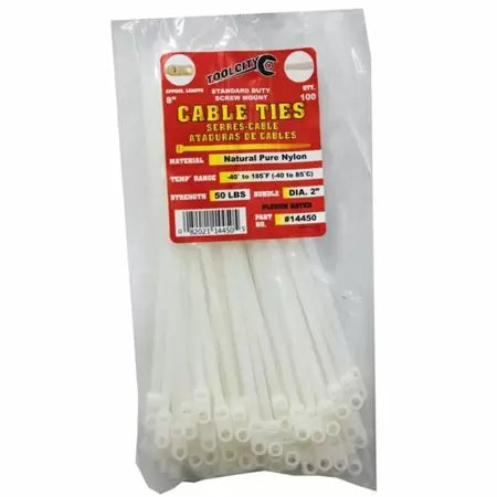 Tool City 8 in. L White Cable Tie 50 # 100 Pack