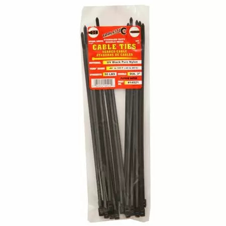 Tool City 11.8 In. L Black Cable Tie 50LB SD DOUBLE HEAD 25 Pack (11.8