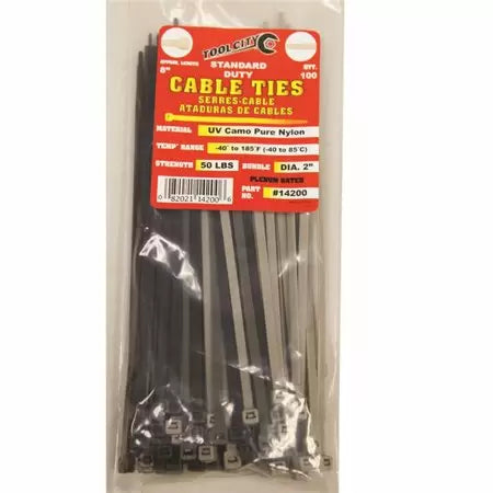 Tool City 8 in. L Camo Cable Tie 50LB STD DUTY 100 Pack (8
