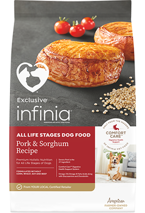 Exclusive Infinia Pork & Sorghum Recipe All Life Stages Dog Food