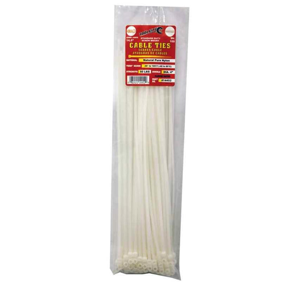 Tool City 14.5 in. L White Cable Tie 100 Pack