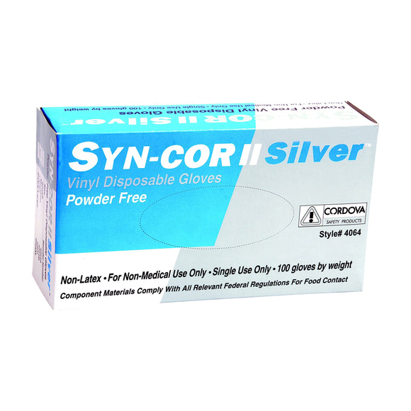 Cordova SYN-COR II Silver™ Vinyl Disposable Gloves Powder-Free (Large, White)