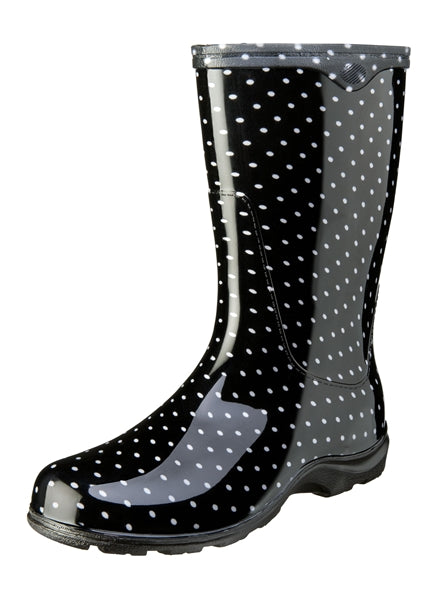Sloggers Women's Rain & Garden Boots Black/White Polka Dot