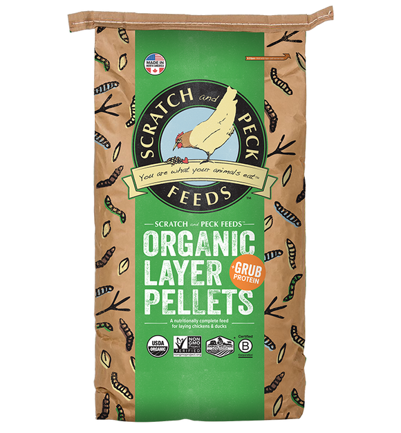 Scratch and Peck Naturally Free Organic Layer Pellets + Grub Protein