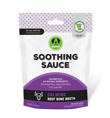 Stashios Soothing Sauce Calming Beef Bone Broth for Dogs Cats