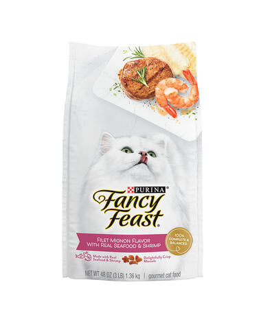 Purina Fancy Feast Dry Cat Food Filet Mignon Real Seafood Shrimp